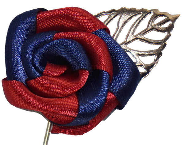 Prussian Blue / Crimson Red Rose Lapel Pin - ShopFlairs