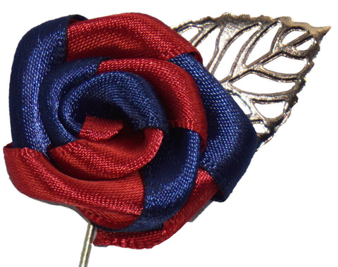Prussian Blue / Crimson Red Rose Lapel Pin - ShopFlairs