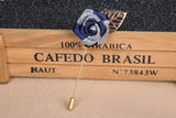 Prussian Blue / Silver Glitter Rose Lapel Pin - ShopFlairs
