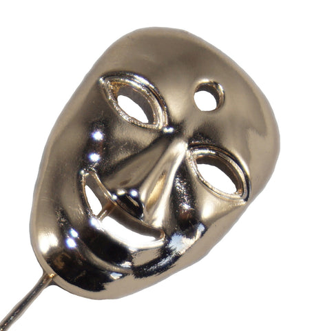 Golden Happy Face Mask Lapel Pin - ShopFlairs