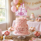 Pink 3D Castle Princess Castle, Pack of 1 Cake Topper