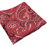 Crimson Red / Anatolian Silver Paisley Pocket Square - [2017 Spring] - ShopFlairs