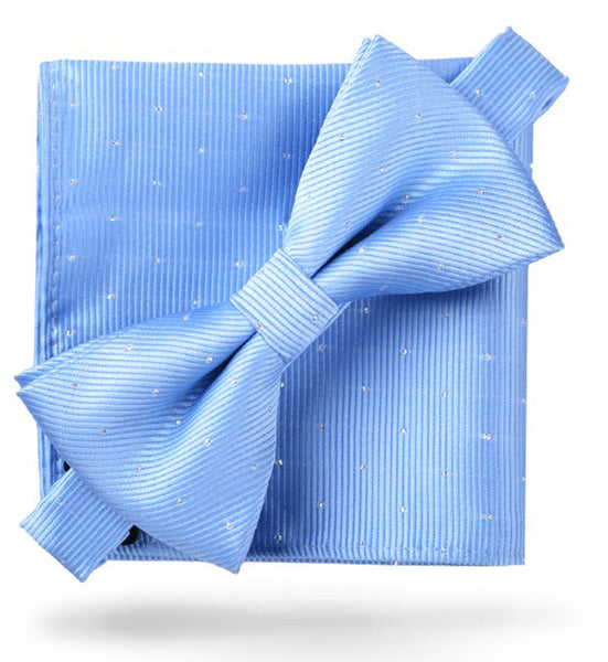 Baby Blue [Glitter Dots] - Bow Tie and Pocket Square Matching Set - ShopFlairs