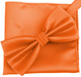 Mandarin Orange [Diamond Shape Print] - Bow Tie and Pocket Square Matching Set - ShopFlairs