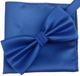 French Blue [Diamond Shape Print] - Bow Tie and Pocket Square Matching Set - ShopFlairs