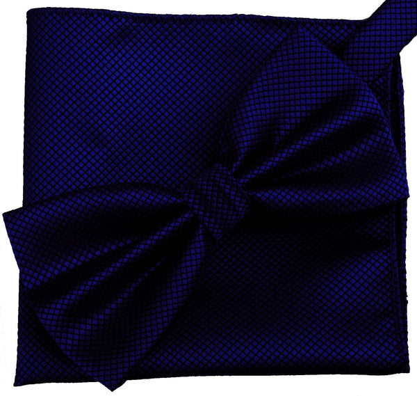 Midnight Blue [Diamond Shape Print] - Bow Tie and Pocket Square Matching Set - ShopFlairs