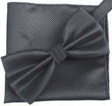 Carbon Grey [Diamond Shape Print] - Bow Tie and Pocket Square Matching Set - ShopFlairs
