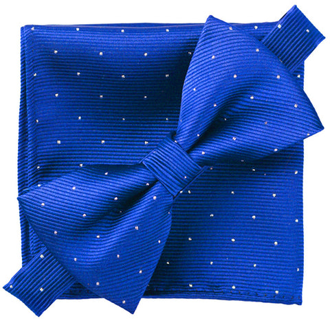 Lapis Blue [Glitter Dots] - Bow Tie and Pocket Square Matching Set - ShopFlairs