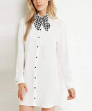 [Black White Checkered Silky] - Women Pre-Tied Bowknot Style Bow Tie