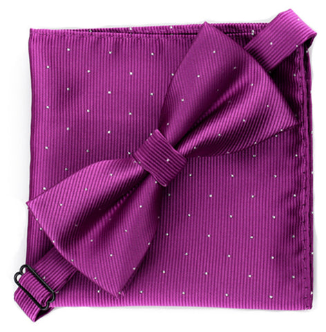Orchid Purple [Glitter Dots] - Bow Tie and Pocket Square Matching Set - ShopFlairs