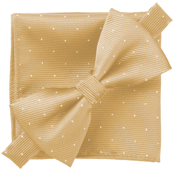 Yellow Gold [Glitter Dots] - Bow Tie and Pocket Square Matching Set - ShopFlairs
