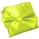 Chartreuse Green [Silky Smooth] - Bow Tie and Pocket Square Matching Set - ShopFlairs