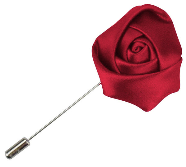 Crimson Red Rose Bud Lapel Pin