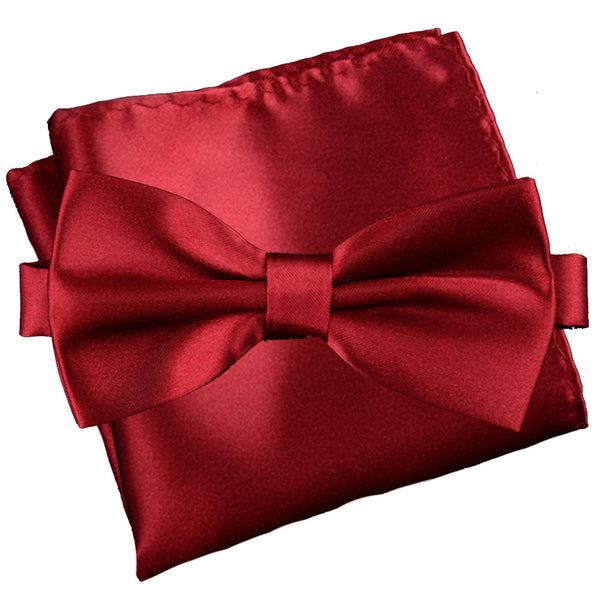 Crimson Red [Silky Smooth] - Bow Tie and Pocket Square Matching Set - ShopFlairs