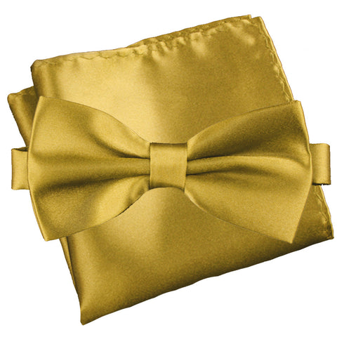 Empire Gold [Silky Smooth] - Bow Tie and Pocket Square Matching Set - ShopFlairs