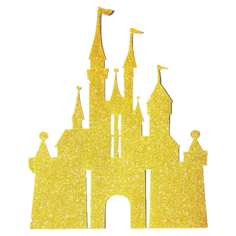 Gold Glitter Princess Castle, Pack of 1 Cake Topper