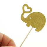 Gold Mini "Elephants", Pack of 10 Cupcake Toppers - ShopFlairs