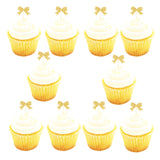Gold Mini "Bows", Pack of 10 Cupcake Toppers - ShopFlairs