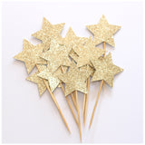 Gold Glitter "Mini Stars", Pack of 10 Cupcake Toppers - ShopFlairs