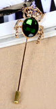 Golden Beetle Insect / Green Emerald Lapel Pin - ShopFlairs