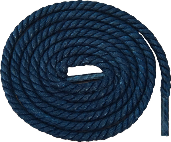 [Prussian Blue] - Round Waxed Braided Hemp Rope Style Shoelaces - ShopFlairs