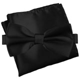 Midnight Black [Silky Smooth] - Bow Tie and Pocket Square Matching Set - ShopFlairs