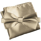 Pale Gold [Silky Smooth] - Bow Tie and Pocket Square Matching Set - ShopFlairs
