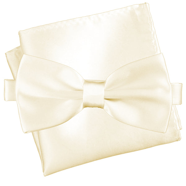 Pearl White [Silky Smooth] - Bow Tie and Pocket Square Matching Set - ShopFlairs