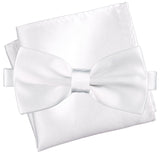 Marshmallow White [Silky Smooth] - Bow Tie and Pocket Square Matching Set - ShopFlairs