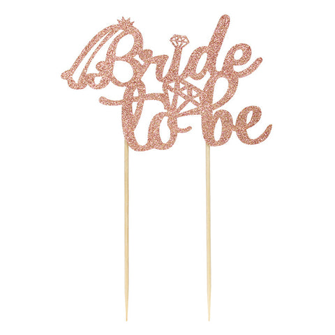 Rose Gold Letters "Bride to Be" [Diamond], Pack of 1 Cake Topper - ShopFlairs
