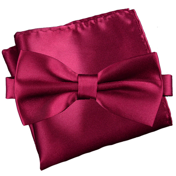 Maroon Red [Silky Smooth] - Bow Tie and Pocket Square Matching Set - ShopFlairs
