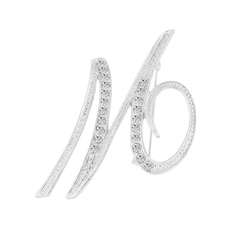 [Silver Initial Letter M] Plated Metal Lapel Pin - ShopFlairs