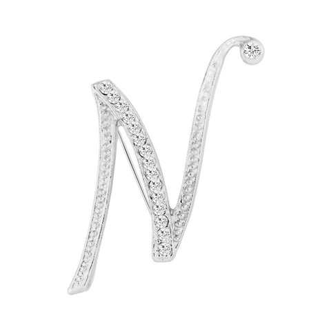 [Silver Initial Letter N] Plated Metal Lapel Pin - ShopFlairs