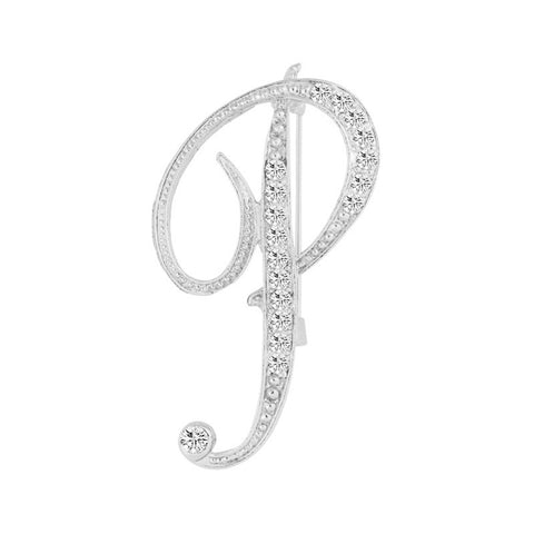 [Silver Initial Letter P] Plated Metal Lapel Pin - ShopFlairs