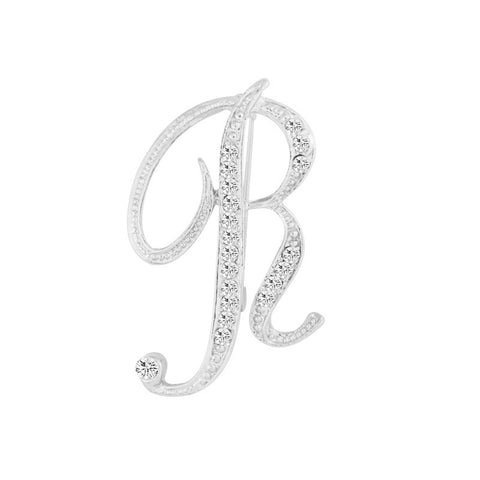 [Silver Initial Letter R] Plated Metal Lapel Pin - ShopFlairs