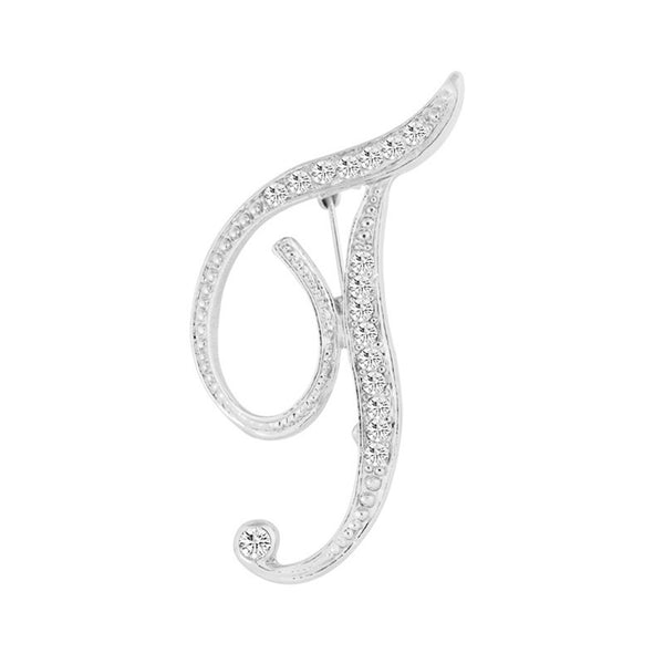 [Silver Initial Letter T] Plated Metal Lapel Pin - ShopFlairs