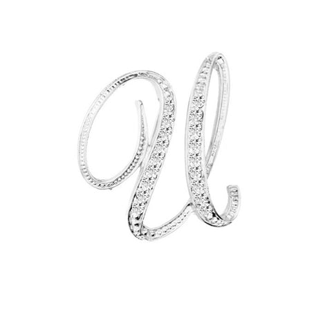 [Silver Initial Letter U] Plated Metal Lapel Pin - ShopFlairs
