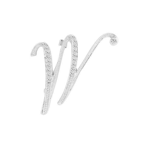 [Silver Initial Letter W] Plated Metal Lapel Pin - ShopFlairs