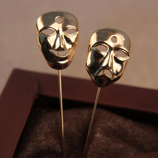 Golden Sad Face Mask Lapel Pin - ShopFlairs
