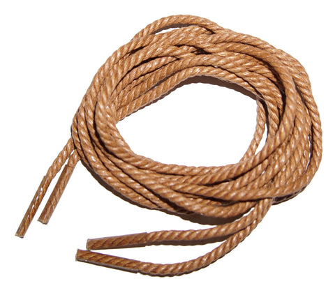 [British Tan] - Round Waxed Thin Braided Hemp Rope Style Shoelaces - ShopFlairs