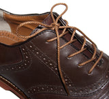 [Medium Brown] - Round Waxed Thin Braided Hemp Rope Style Shoelaces - ShopFlairs