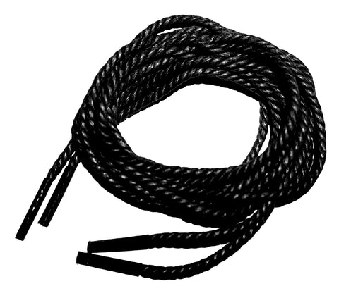 [Obsidian Black] - Round Waxed Thin Braided Hemp Rope Style Shoelaces - ShopFlairs