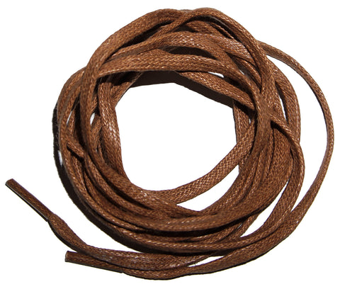 [Medium Brown] - Thin Flat Waxed Cotton Shoelaces - ShopFlairs