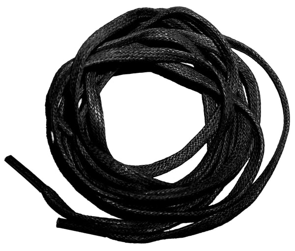 [Obsidian Black] - Thin Flat Waxed Cotton Shoelaces - ShopFlairs