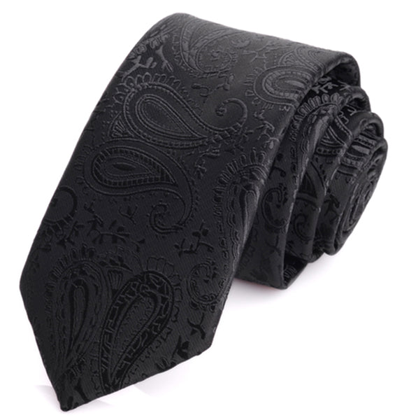 Tuxedo Black Paisley Print Neck Tie - ShopFlairs