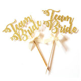 Gold Letter "Team Bride" with Ribbon, Pack of 24 Cupcake Toppers - ShopFlairs