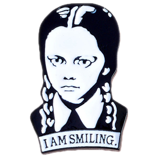 [Wednesday Addams I Am Smiling] Enamel Brooch Pin - ShopFlairs