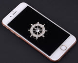 Golden Ship Wheel / Clear Crystal Lapel Pin - ShopFlairs