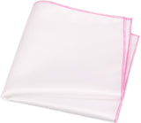 White / Flamingo Pink Stitched Pocket Square - [2017 Spring] - ShopFlairs