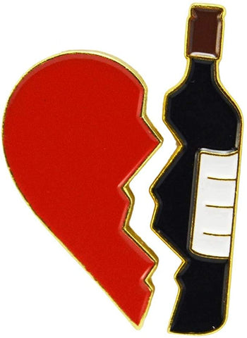 [Broken Heart/Wine Bottle, 2 Pins Set] Enamel Brooch Pin
